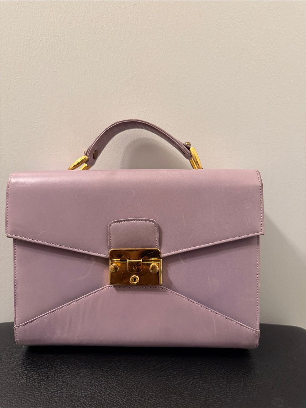 Vintage Papagallo Lavender Top-Handle Satchel with Gold Hardware